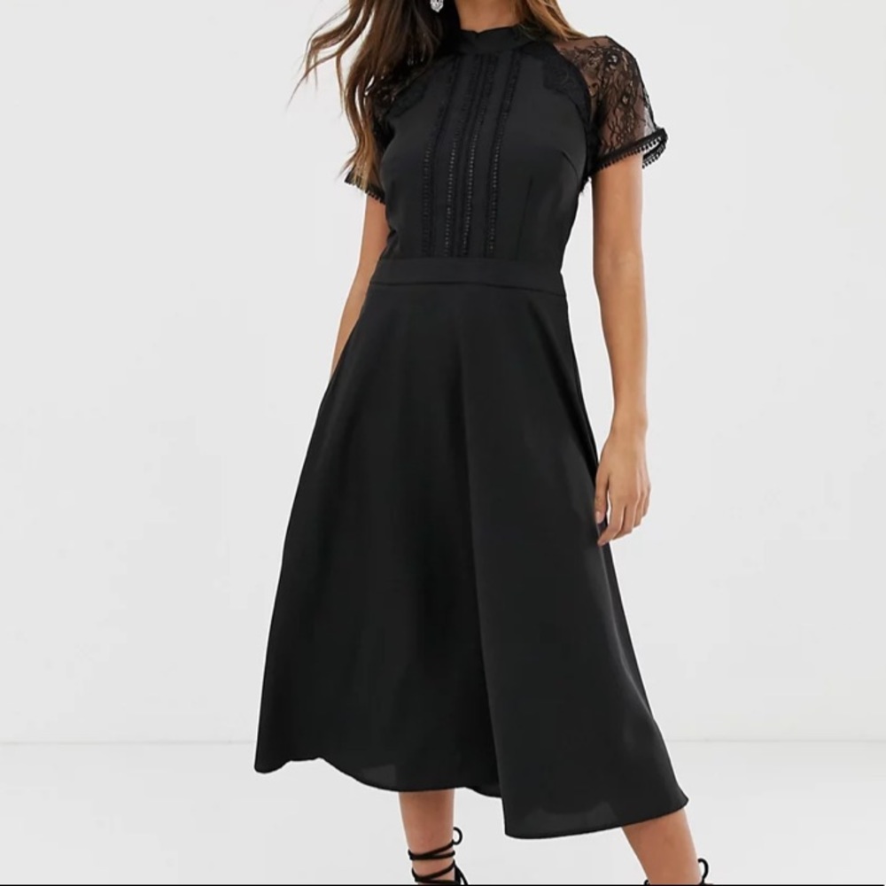 Liquorish size 4 a line lace detail midi dress - Picture 8 of 8